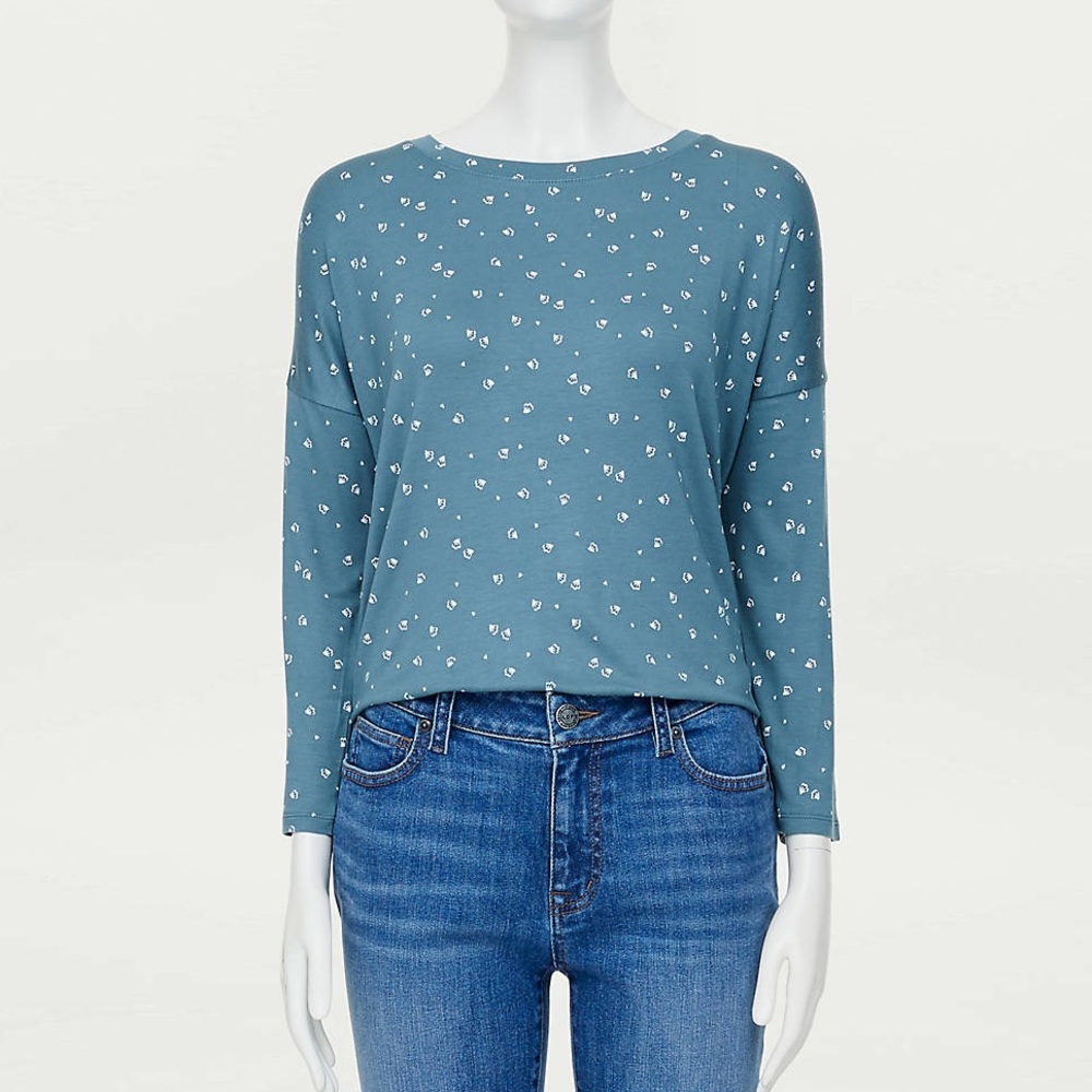 LOFT Petaled Dolman Sleeve Tee Large NWT